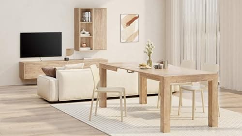 Mobili Fiver, Table Extensible Cuisine, Iacopo, Chêne Naturel, 140 x 90 x 77 cm, Mélaminé, Made in Italy