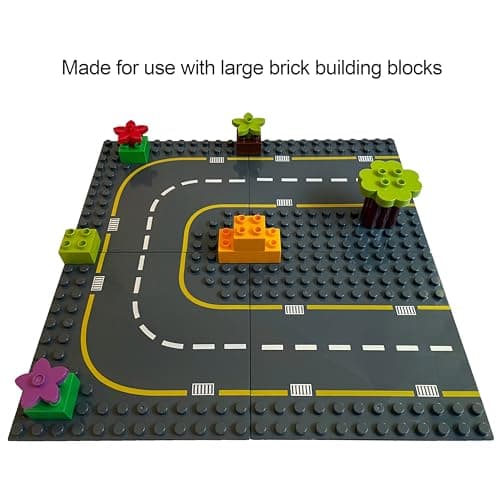 Apostrophe Games Plaques de Base de Grands Blocs de Construction compatibles avec Toutes Les Grandes Marques (Paquet de 4 Routes)