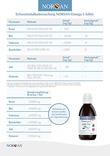 NORSAN Premium Omega 3 Huile de foie de morue de l'Arctique 200ml / 2000mg d' oméga-3 par dose journalière/huile de poisson 480mg EPA & 720mg DHA/oméga 3 huile issue de la pêche durable