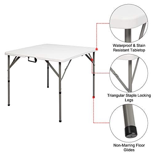 LEADZM Table de Camping,86x86x74 cm,Pliante Table de Jardin,Cadres en Acier,Pique-Nique,Barbecue,Intérieur Extérieur