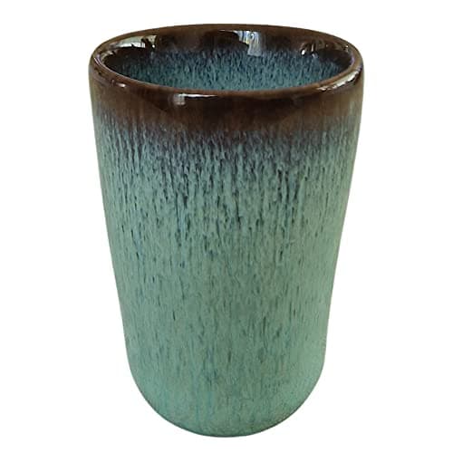 PintoCer Lot de 2 tasses à expresso en céramique sans anse Bleu/noir