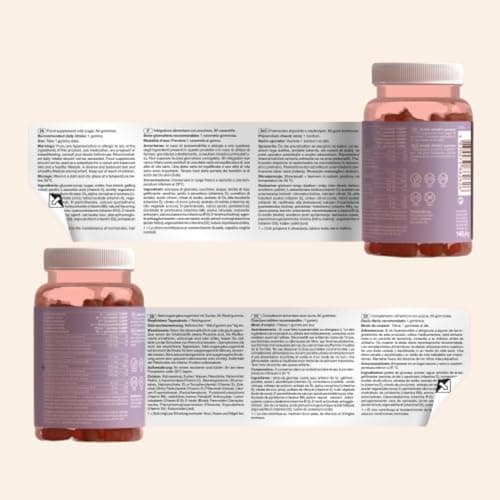Shine Bright Gummies Pousse Cheveux | Vitamines pour la peau, les cheveux et ongles | Biotin, Acide Folique, Vitamine B6, B12 | 60 Gummies | Tummy Tox