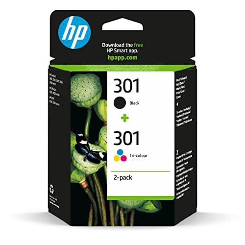 HP 301 Pack de 2 Cartouches d'Encre Noire et Trois Couleurs Authentiques (N9J72AE),Cyan/Magenta/Jaune/Noir