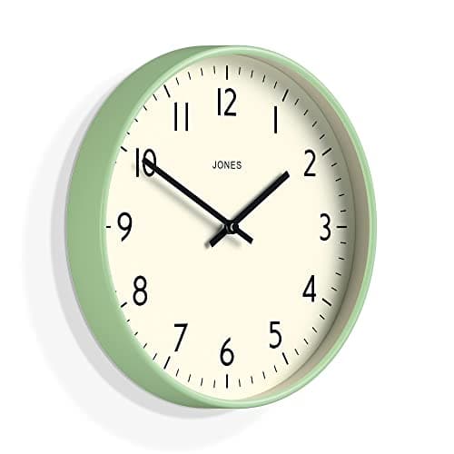 JONES CLOCKS®, Horloge Murale Studio, Monture en Couleur crème et Aiguilles Noires 30 cm (Néo Menthe)