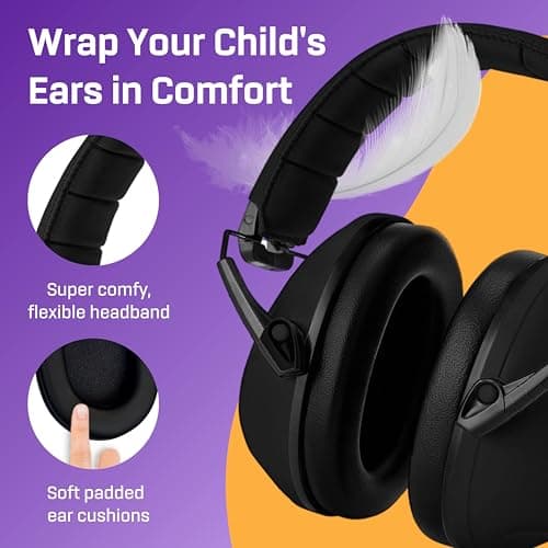 Vanderfields Casque Anti Bruit Enfant - Réglable Pliable et Confortable Casque Protection Auditive 27dB SNR pour Kids, Garcon et Fille Âge 3-16 Years, TDAH, Bruit de l'aéroport, Feux d’Artifice