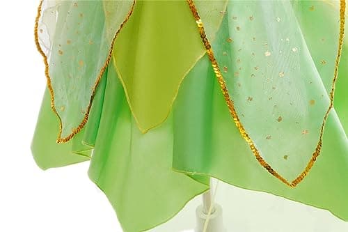 Lito Angels Deguisement Costume Fée Clochette, Robe de Fee Verte avec Ailes pour Enfant Fille, Taille 10 ans (étiquette en tissu 140)