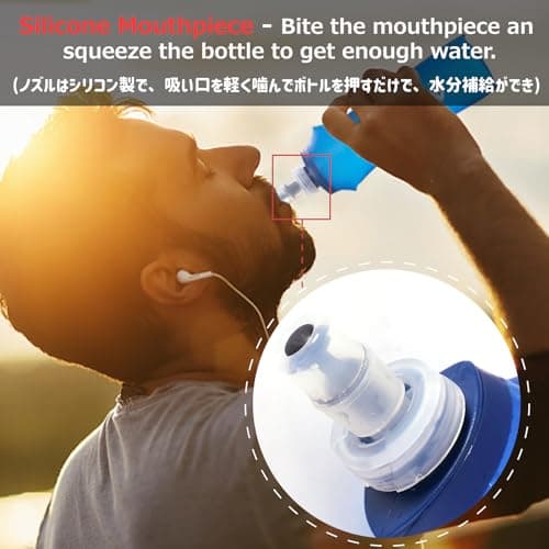 Azarxis Gourde Souple Flasque Running Gourde Sport Pliable Poche Hydratation Flacon Bouteille d'eau pour Randonnée Marathon (500ml)