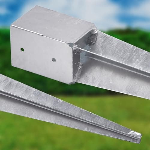 TRIBECCO Support de poteau à enfoncer - 101 x 101 mm - Longueur : 900 mm - Galvanisé à chaud - Douille à enfoncer pour poteaux en bois carré - Ancrage au sol - Poteau de portail - Séchoir à linge