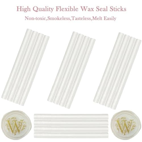 Bâtons de cire, Ioggtser 26 pièces bâtons de cire pour pistolet à colle pour tampon de cire, bâtons de cire pour pistolet à colle, pour invitations (Pearl White)