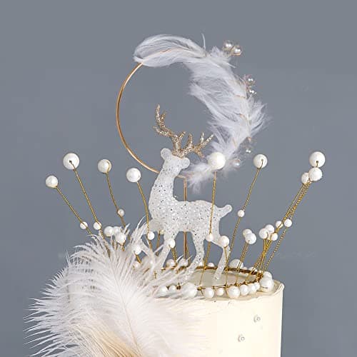 Décoration de gâteau de renne Doyomtoy - Décoration de gâteau - Décoration de gâteau en cristal - Couronne - Ailes d'ange - Décoration pour Noël - Décoration de fête
