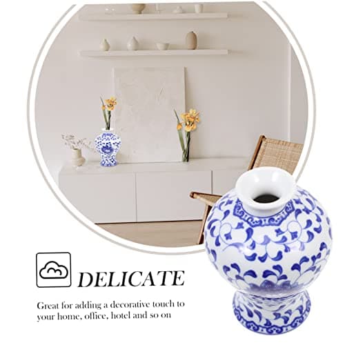 Alipis Vase en Céramique Bleu Et Vase en Céramique De Bureau Vase De Bureau en Céramique Maison Vase en Céramique Vase De Chinois Vase en Céramique Créatif Récipient À Fleurs
