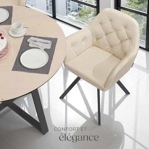 TecTake® Chaise pivotante de Salle à Manger Moderne Fauteuil Salon Chaise Ergonomique Rembourrée Confortable Chaise Design Meuble Salon pour Salle à Manger, Salon, Coiffeuse, Chambre, Cuisine
