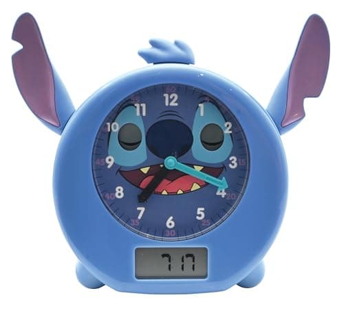 Lexibook, Disney Stitch, Mon Compagnon de Nuit Éducatif, Réveil, veilleuse, similateur d'aube et conteur d'histoires, avec câble Secteur, Bleu, RLT100D