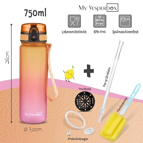 My Vesperbox - Minny - gourde pour enfant étanche - avec paille ou tamis - 350ml, 500ml - gourde en tritan léger - sans BPA - pour maternelle, école