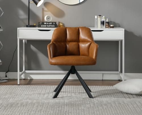 Wahson Chaise de Bureau, Fauteuil de Bureau en Cuir PU Fauteuil Bureau avec Pied Métal, Chaise Bureau Erconomique pour Salon et Chambre, Marron