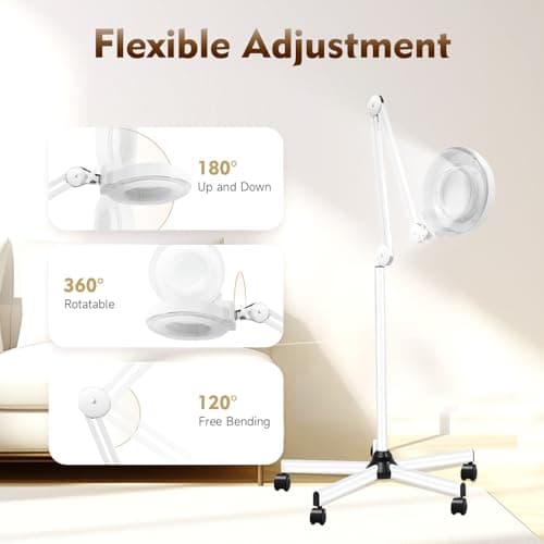 Lampe loupe en verre avec pied - Lampe loupe LED - Bras pivotant - Avec éclairage - 5 dioptries