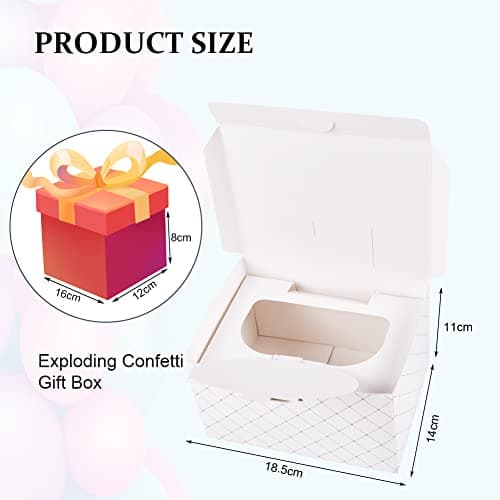 OFFCUP Explosion Confettis Boîte Cadeau, Carte d'anniversaire Happy Birthday Explosive avec Confettis pop-up, Cadeau d'anniversaire Créatif DIY 18.5 x 14 x 11 cm- Blanc FOR YOU