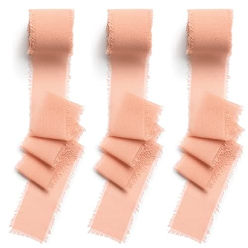 CHUQING Ruban cadeau rose blush (38 mm x 6,3 m) - Ruban en mousseline de soie large pour baptême, emballage de cadeaux spéciaux, décoration et loisirs créatifs