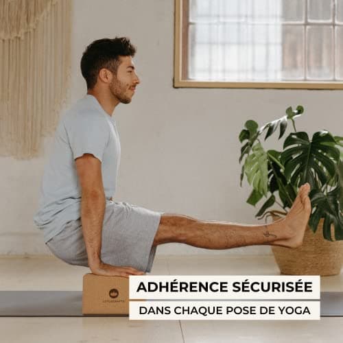 Lotuscrafts bloc de yoga en liège Supra Grip - fabriqué écologiquement - bloc de yoga en liège naturel - bloc en liège pour yoga et pilates - bloc de yoga pour débutants et avancés - Large