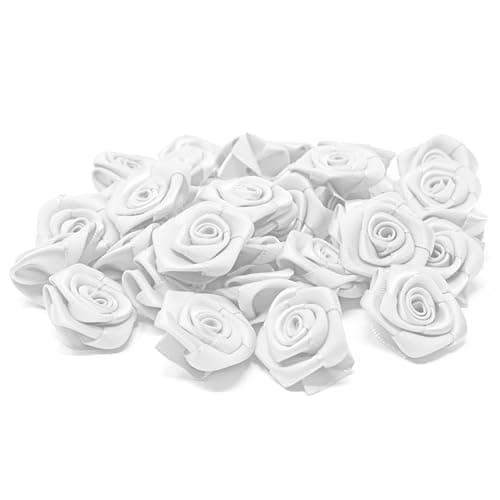 Fleurs de décoration à ruban de satin rose de 25 mm