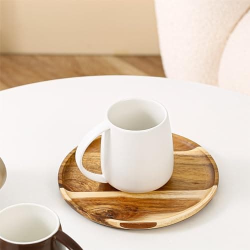 TREEWOO Tasses classiques en céramique de grande capacité 400 ml avec finition mate nordique avec poignée pour la maison, le bureau, hommes et femmes (blanc)