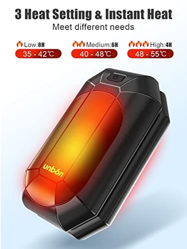 Chauffe Main Rechargeable, UNBON Chaufferette Main Réutilisable de Poche Rechargeable avec 3 Niveaux de Chaleur Chauffe Main USB Électrique pour Raynaud Pétanque Chasse Pêche