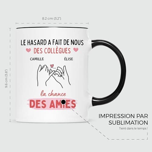 CADEAU PLUS Mug Personnalisé Prénom - Hasard Fait des Collègues Chance des Amies - Cadeau Pour Collègue, Cadeau Personnalisé Collegue, Mug Meilleure Collegue, Tasse Personnalisable Collegue