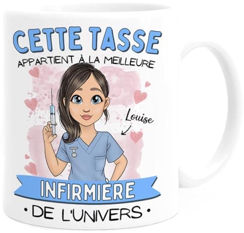 Cupdarling® Tasse Personnalisable Cadeau Infirmiere - Idee Cadeau Femme Original - Tasse Infirmiere Humour - Cadeau Anniversaire Femme - Etudiante Infirmiere Accessoires