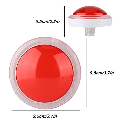 Boutons poussoirs éclairés par LED de 100mm, Lampe de lumière LED Grand Interrupteur à Bouton Poussoir de Joueur de Jeu vidéo d'arcade Rond, pour Jeux à pièces d'arcade(Rouge)