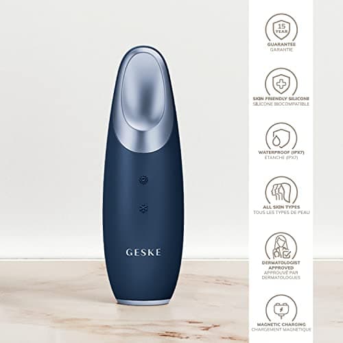 GESKE | SmartAppGuidedTM Warm & Cool Eye Energizer | 6 in 1 | Masseur oculaire | Masseur anti-cernes | Supprimer les poches sous les yeux et les paupières tombantes | Massage électrique des yeux