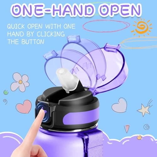 Grsta Gourde Isotherme, 500ml Gourde Enfant, Gourde Inox avec Paille, Gourde Metal Sans BPA, Facile à Nettoyer, Gourde Reutilisable Anti-Fuite, Bouteille d'eau pour Running, École, Bureau, Foot