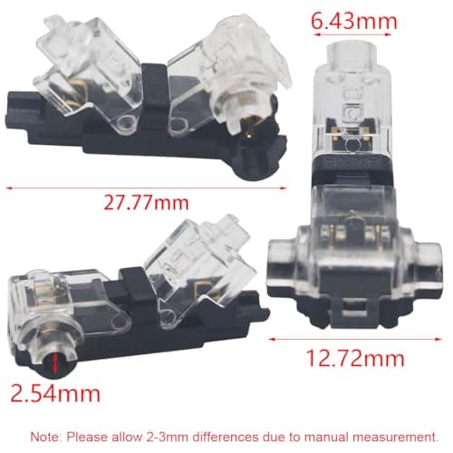 Connecteurs T Tap basse tension, CTRICALVER Compact Connecteurs de fils Convient aux connexions de fils 18-22 AWG, Borne du connecteur en T Pas besoin de dénuder les fils(18pièces)