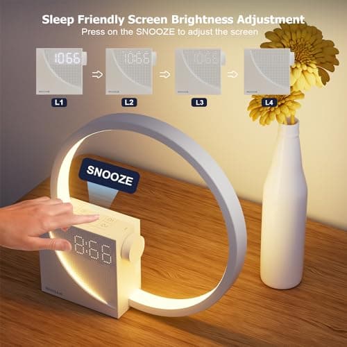 Lampe de chevet Touch Dimmable avec fonction de charge USB, Lampe de chevet LED avec réveil, Lumière Wake Up avec deux alarmes 3 niveaux de luminosité et 10 sons naturels pour chambre à coucher salon