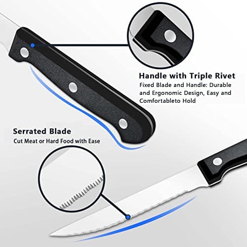Pleafind couverts avec couteau a steak, 30 pièces couverts de table pour 6 personnes, couvert en argent comprenant cuillère, couteau, fourchette, set couverts de table inox, lave-vaisselle
