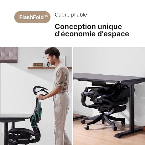 HINOMI H1 Pro V2 Chaise de Bureau Ergonomique avec Repose Pied, Support Lombaire 3D, Fauteuil de Bureau Ergonomique Pliable, Accoudoirs 5D, Siege de Bureau Inclinable 136° (Noir, Hauteur Standard)