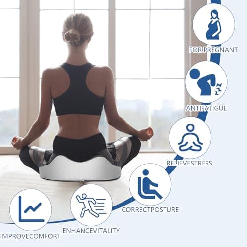 Bearrerp Coussin orthopédique en mousse à mémoire de forme - Ergonomique - Favorise la circulation sanguine et soulage le coccyx - Pour le bureau, la maison, la voiture - Noir