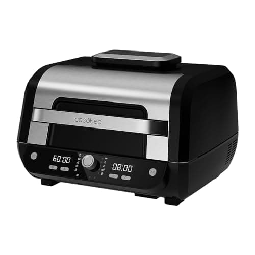 Cecotec Friteuse à air sans huile Cecofry FireDome 8000 Pro 1700 W Double Résistance, 4 Niveaux Grill, 12 Modes Prédéfinis, Température et Temps Réglables, Pack d'accessoires