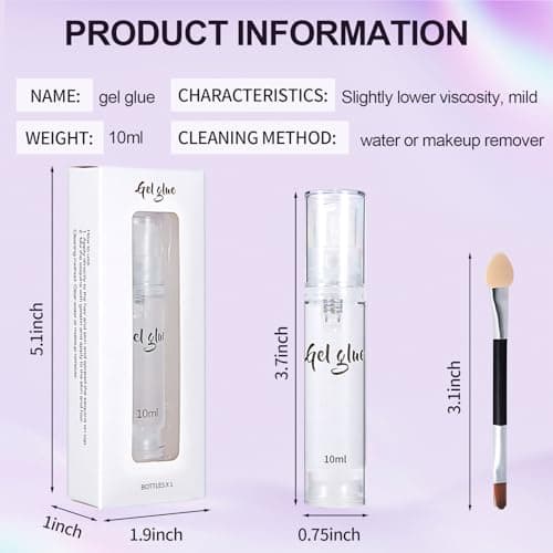 Miioto Glitter Fix Gel, 10ml Gel à Paillettes, Gel Paillettes Visage, Adhésif Cosmétique Paillettes avec Applicateur pour le Visage et le Corps, 2 Pièces