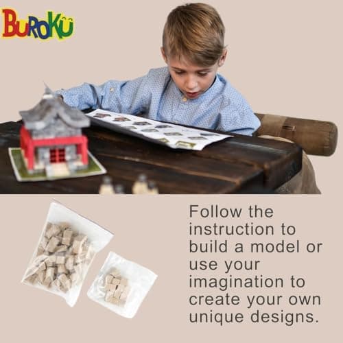 Buroku - Kit de Construction de Ferme | 430 Pièces | Briques en Pierre et Bois | Favorise l'Apprentissage STEM et les Compétences Motrices | Inclus Animaux et Accessoires | Inclus Colle