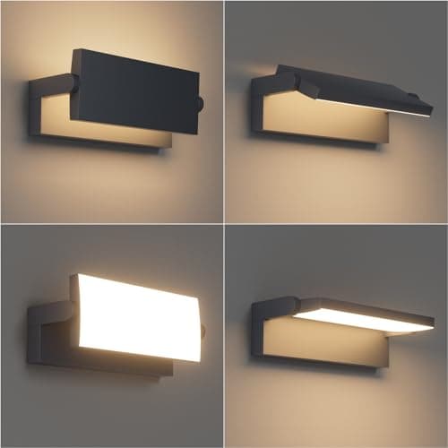 Klighten 45W Applique Murale LED Extérieure Intérieur Rotatif, Éclairage Mural Imperméable IP65 Moderne, Lampe Murale Ajustable pour Jardin Entrée Terrasse, 3480LM, Blanc Chaud 3000K, Anthracite