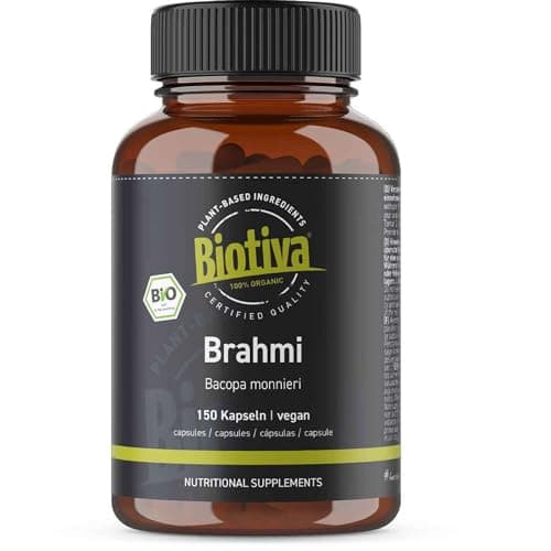 Gélules de brahmi Bio - 150 Gélules - 500mg par capsule - Bacopa Monnieri - Hysope d?eau - Végan - Garanti sans additifs - Conditionné et contrôlé en Allemagne - Biotiva