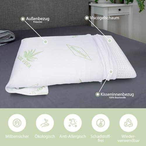 Oreiller Visco esprit du col de l'allergie 40 x 80 cm H 12 cm - Oreiller support cervical