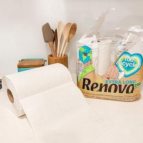 Renova Essuie-tout Recyclé|2 rouleaux XXL = 5 rouleaux standard| Écologique| 2 plis