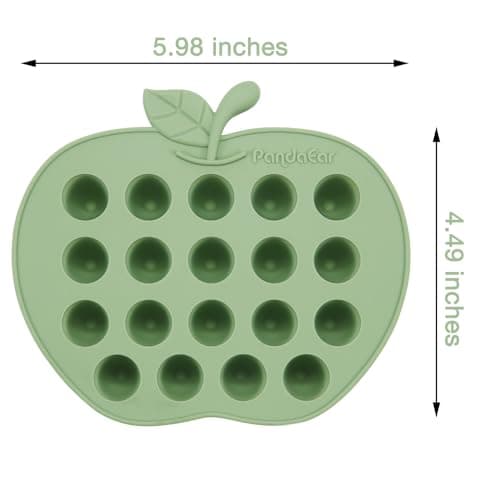 PandaEar Plateau Congélateur en Silicone pour Bébé, Lot de 2 Plateaux pour Bébé pour Fruits et Aliments, Conteneur de Stockage en Forme de Bac à Glaçons - Vert et Beige