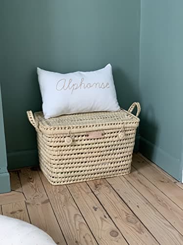 Bohome Living - Coffre et malle de rangement en osier tressé, Déco Bohème Chic (50cm)