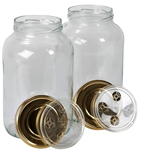myFERMENTS Bocaux en Verre Avec Couvercle - Grand Mason Jar de 4.25 l- Bouteille à Large Goulot pour Infuser de Gros Morceaux de Fruits - Récipient Alimentaire Hermétique Sans Odeurs - Set de 2