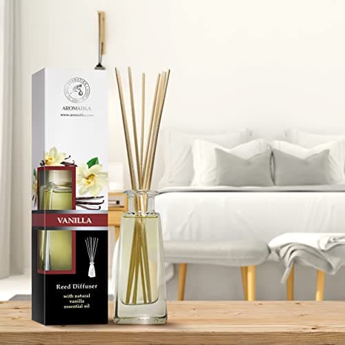 Diffuseur Parfum de Vanille 3x100ml - Naturel Fragrance Fraîche et Durable - Kit Diffuseur Cadeau avec 10 Bâtonnets de Bambou - Meilleur pour Aromathérapie