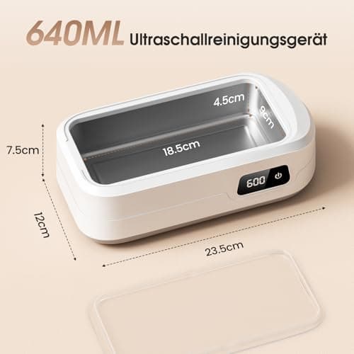 Nettoyeur Ultrasons 640ML,Nettoyeur Ultrasons Lunettes 49000HZ Nettoyeur Ultrason Bijoux,Ultrasonic Cleaner,4 Réglages de Temps,Pour Bijoux,Pour Bijoux,Dentier,Montres,Lunettes, Tête de Rasoir etc.