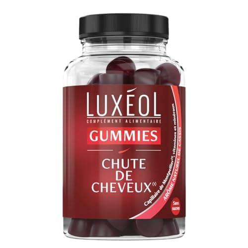 LUXÉOL - Gummies Chute Cheveux - Complément Alimentaire - Aide À Prévenir La Chute - Arômes Naturels Orange & Mandarine - Sans Sucres - Fabriqué En France - Programme 1 Mois - 60 Gummies