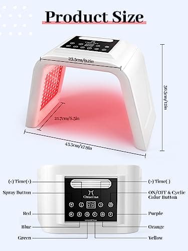 Deciniee Masque LED Visage Luminothérapie: 6 Couleurs Luminothérapie Visage avec Fonction de Pulvérisation - Masque Facial LED Pour Anti-Âge Les Soins de La Peau